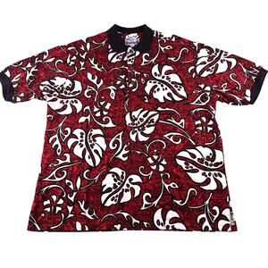 Vintage Hawaiian Island Shirt Mens XL Red Floral Cotton Made In The USA RJC